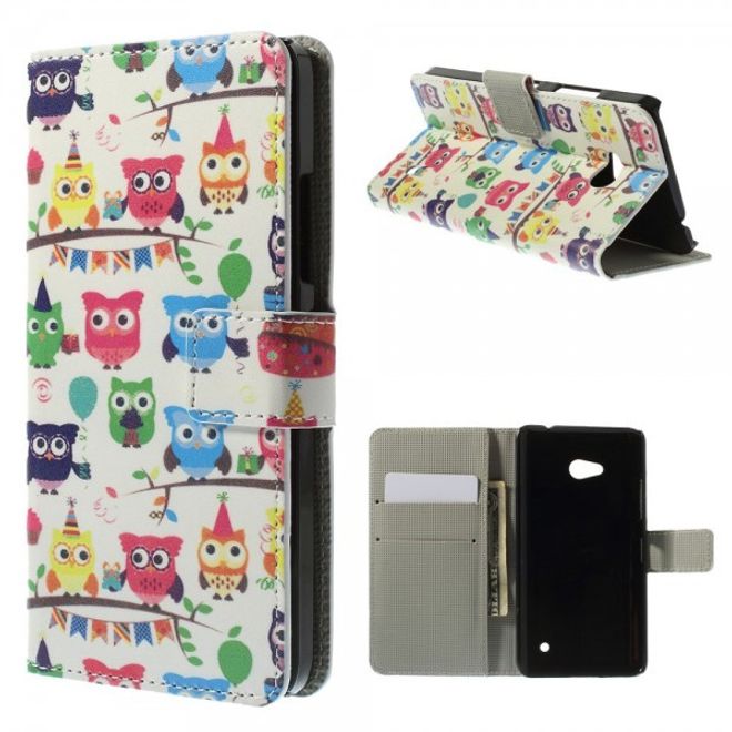 Microsoft Lumia 640/640 Dual Leder Case mit vielen kleinen Eulen