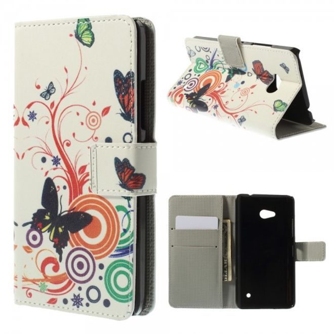 Microsoft Lumia 640/640 Dual Leder Case mit Schmetterlingen und Kreisen