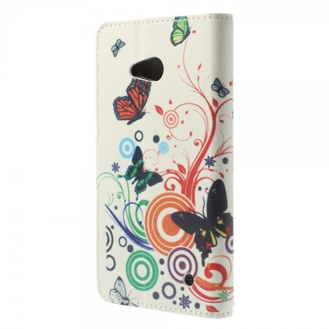 Microsoft Lumia 640/640 Dual Leder Case mit Schmetterlingen und Kreisen