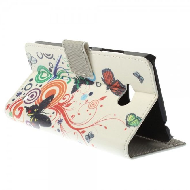 Microsoft Lumia 640/640 Dual Leder Case mit Schmetterlingen und Kreisen