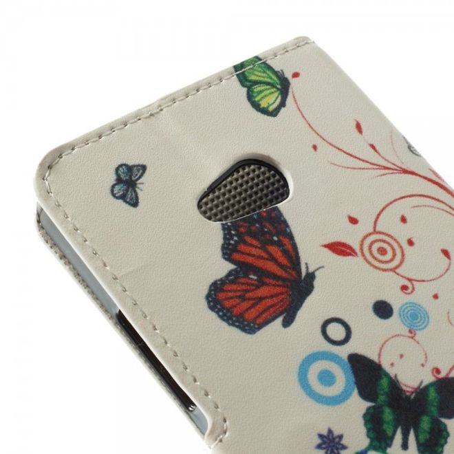 Microsoft Lumia 640/640 Dual Leder Case mit Schmetterlingen und Kreisen