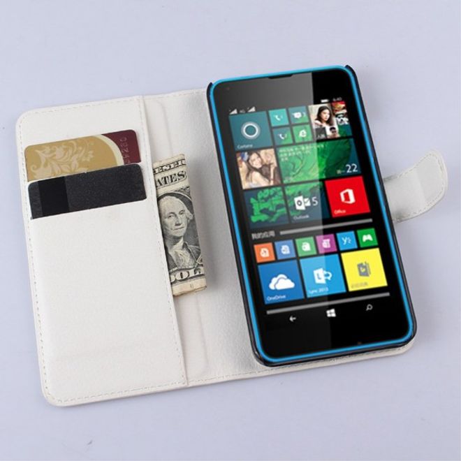 Microsoft Lumia 640/640 Dual Modisches Leder Case mit Litchimuster - weiss