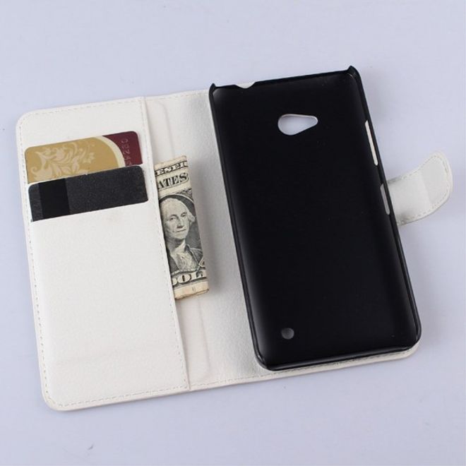 Microsoft Lumia 640/640 Dual Modisches Leder Case mit Litchimuster - weiss