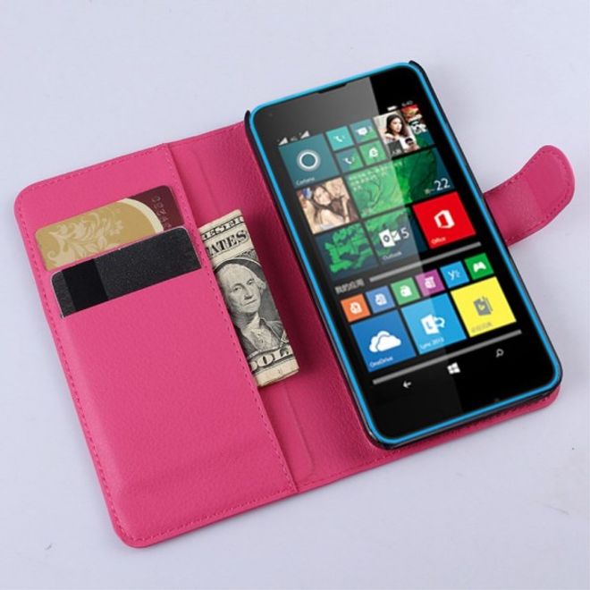 Microsoft Lumia 640/640 Dual Modisches Leder Case mit Litchimuster - rosa