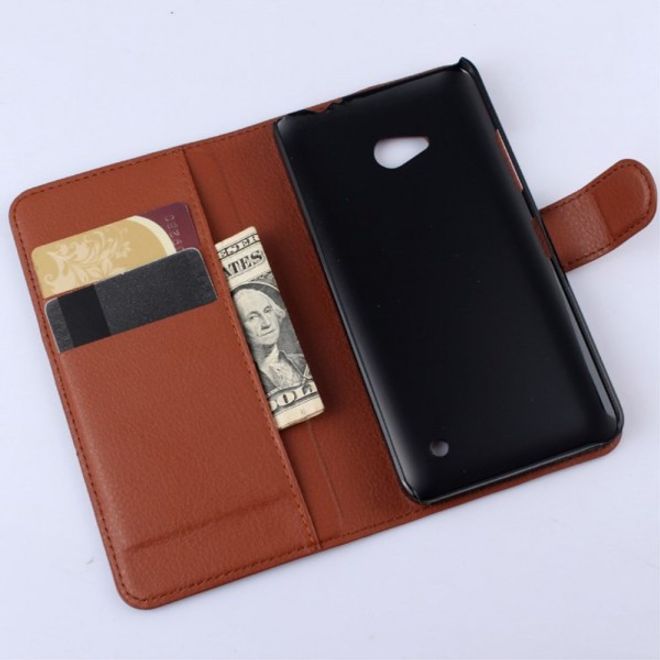 Microsoft Lumia 640/640 Dual Modisches Leder Case mit Litchimuster - braun