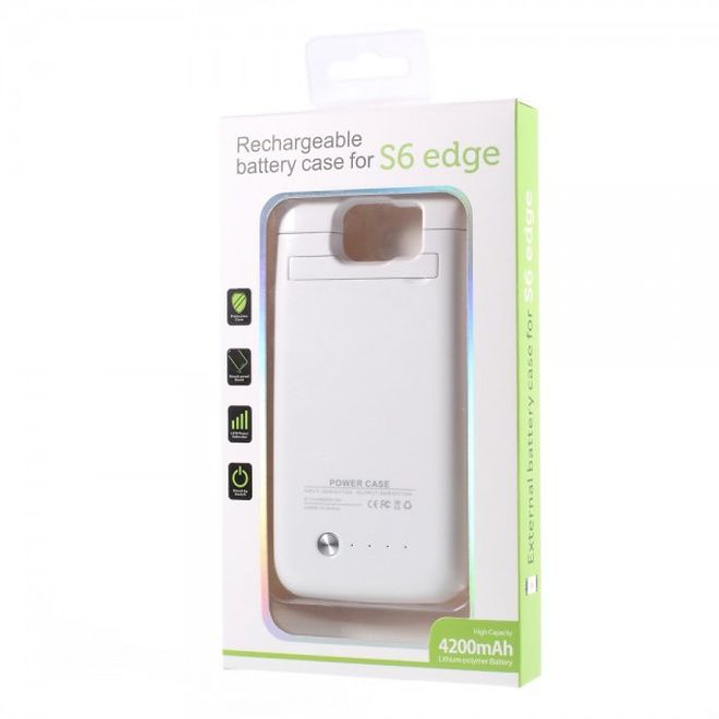 Galaxy S6 Edge Externes Batterie Plastik Case mit 4200mAh - weiss