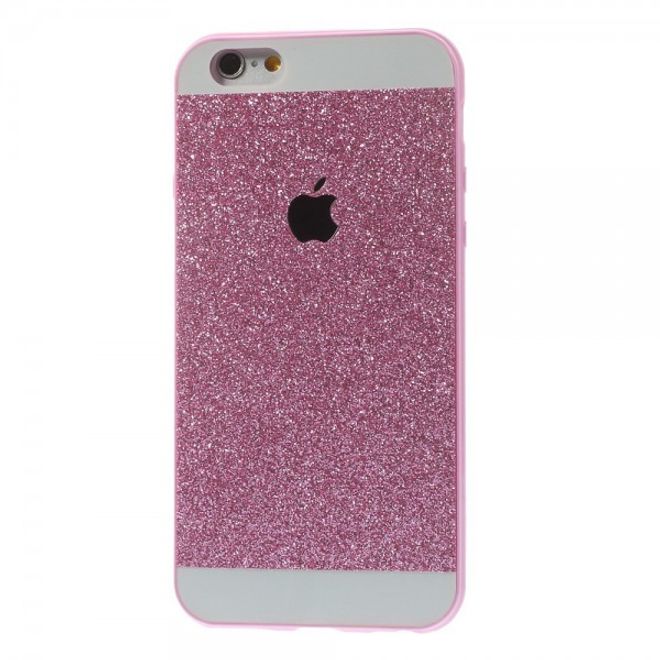 iPhone 6/6S Elastisches Plastik Case mit Glitzerstaub - rosa