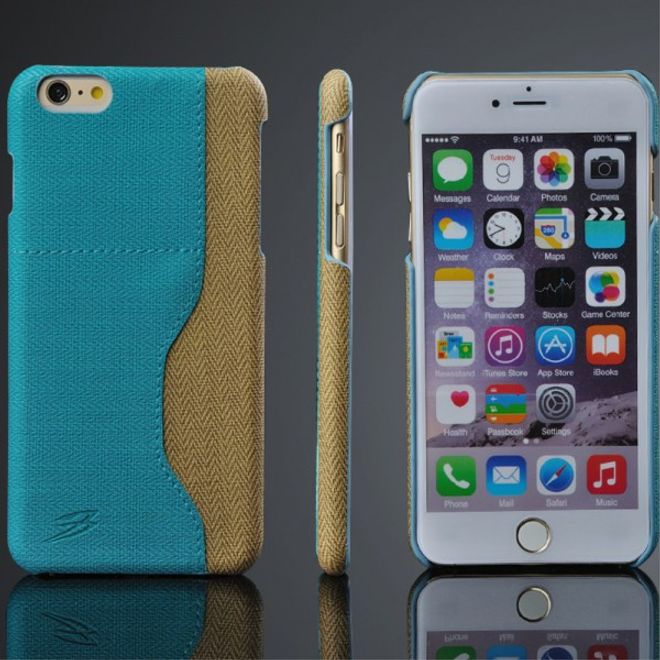 iPhone 6 Plus/6S Plus Kontrastreiches Plastik Case mit Kreditkartenslot - blau