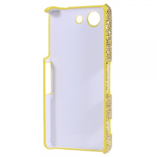 Sony Xperia Z3 Compact Glitzerndes Hart Plastik Case mit lederartiger Oberfläche - gold