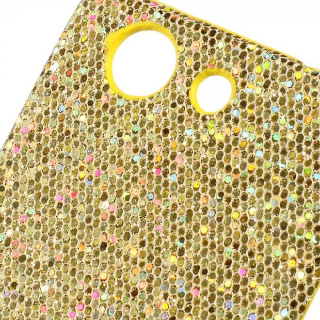 Sony Xperia Z3 Compact Glitzerndes Hart Plastik Case mit lederartiger Oberfläche - gold