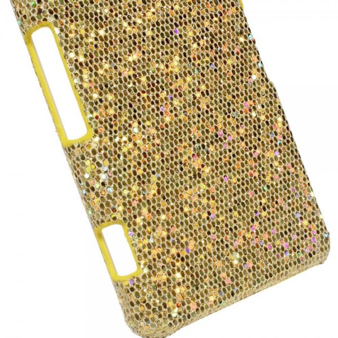 Sony Xperia Z3 Compact Glitzerndes Hart Plastik Case mit lederartiger Oberfläche - gold