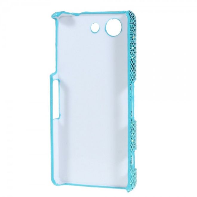 Sony Xperia Z3 Compact Glitzerndes Hart Plastik Case mit lederartiger Oberfläche - blau
