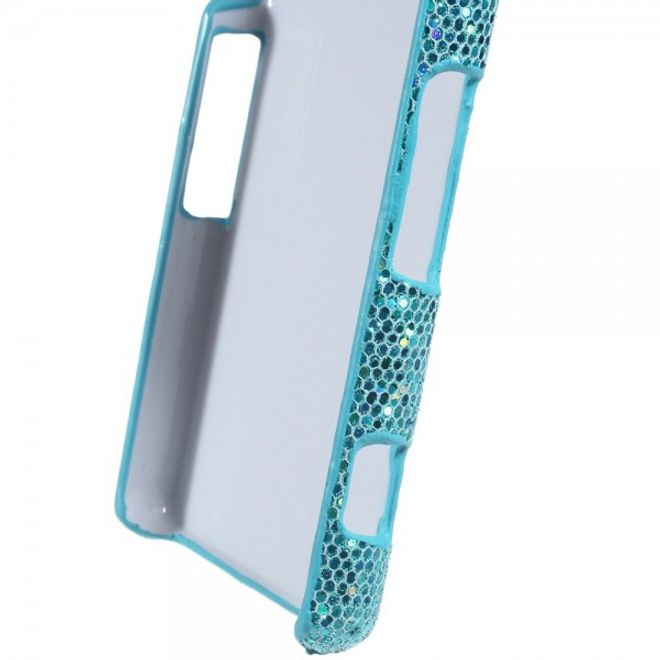 Sony Xperia Z3 Compact Glitzerndes Hart Plastik Case mit lederartiger Oberfläche - blau