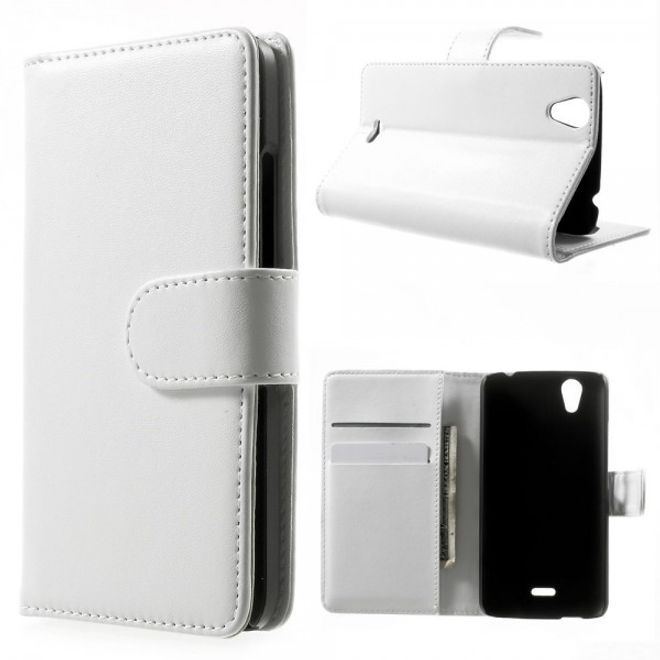 Wiko Birdy Elegantes Leder Flip Case mit Standfunktion - weiss