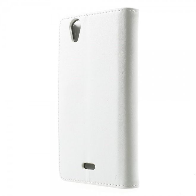 Wiko Birdy Elegantes Leder Flip Case mit Standfunktion - weiss