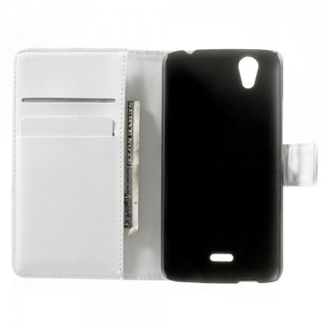 Wiko Birdy Elegantes Leder Flip Case mit Standfunktion - weiss