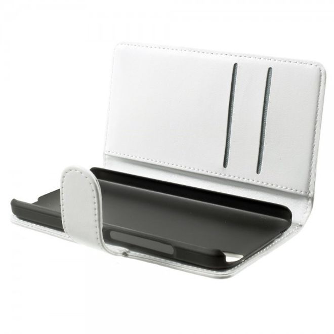 Wiko Birdy Elegantes Leder Flip Case mit Standfunktion - weiss