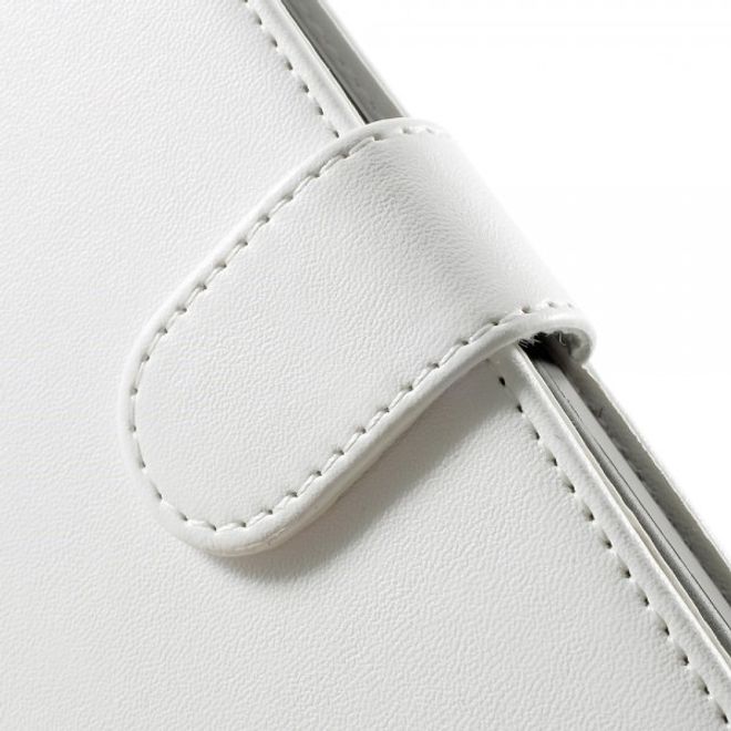 Wiko Birdy Elegantes Leder Flip Case mit Standfunktion - weiss