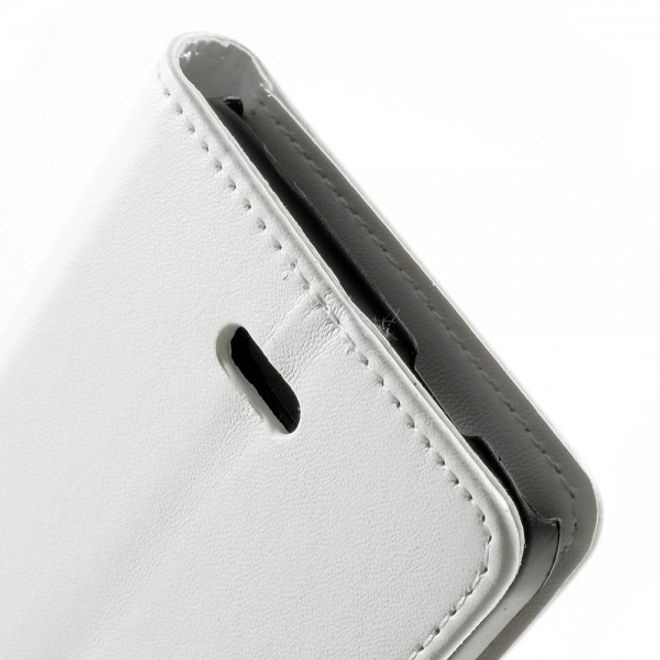 Wiko Birdy Elegantes Leder Flip Case mit Standfunktion - weiss