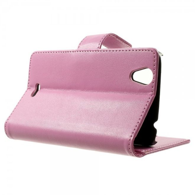 Wiko Birdy Elegantes Leder Flip Case mit Standfunktion - pink