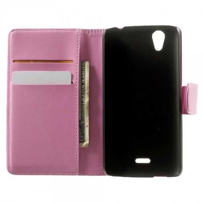 Wiko Birdy Elegantes Leder Flip Case mit Standfunktion - pink