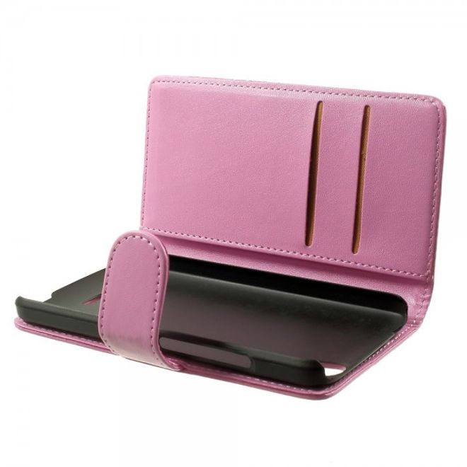 Wiko Birdy Elegantes Leder Flip Case mit Standfunktion - pink