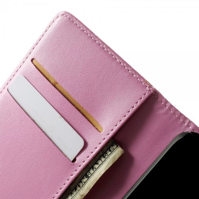 Wiko Birdy Elegantes Leder Flip Case mit Standfunktion - pink