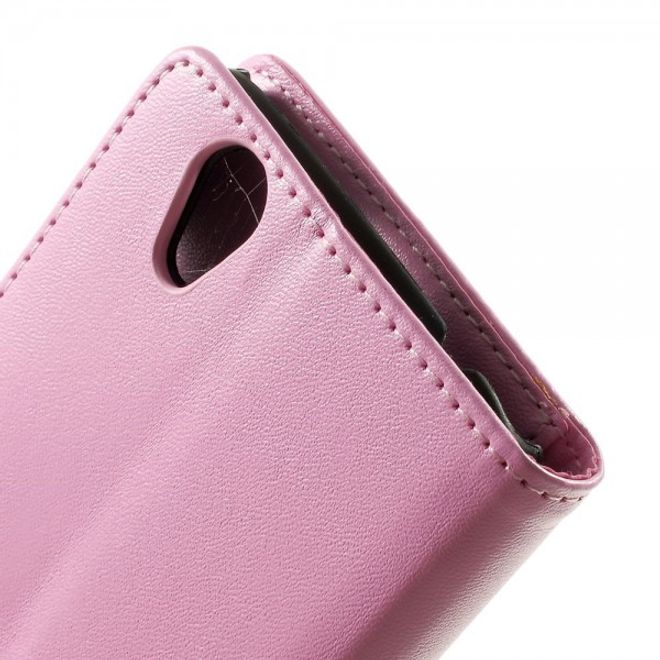 Wiko Birdy Elegantes Leder Flip Case mit Standfunktion - pink