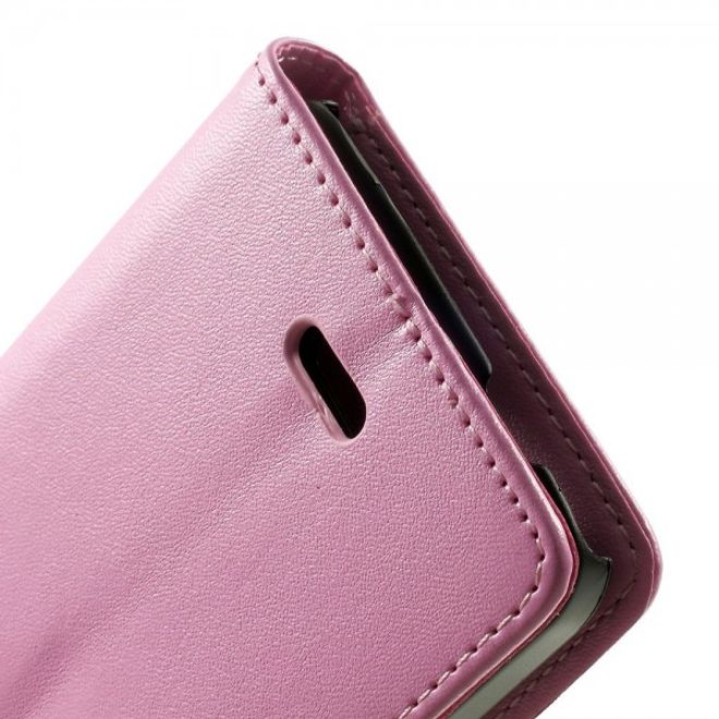 Wiko Birdy Elegantes Leder Flip Case mit Standfunktion - pink