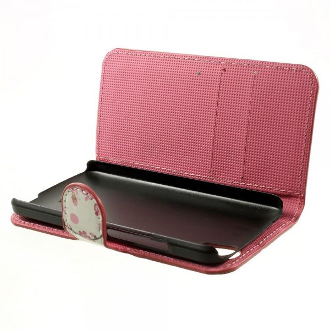 Wiko Birdy Leder Case mit pinken Blumen