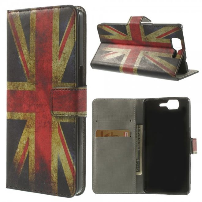 Wiko Highway Magnetisches Leder Case mit UK Flagge retro-style