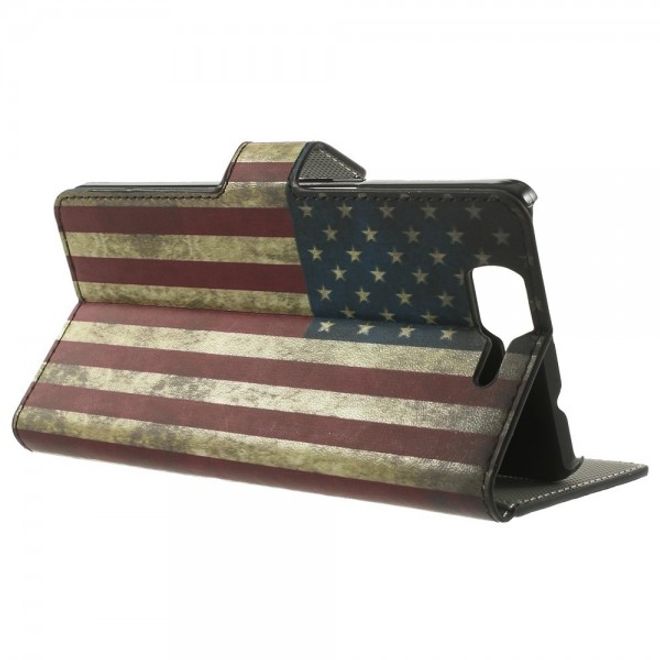 Wiko Highway Magnetisches Leder Case mit USA Flagge retro-style