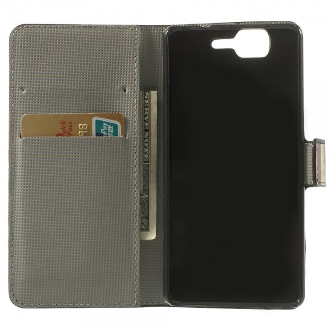 Wiko Highway Magnetisches Leder Case mit USA Flagge retro-style