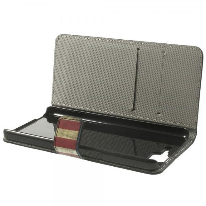 Wiko Highway Magnetisches Leder Case mit USA Flagge retro-style