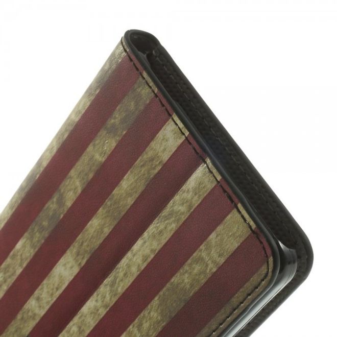 Wiko Highway Magnetisches Leder Case mit USA Flagge retro-style
