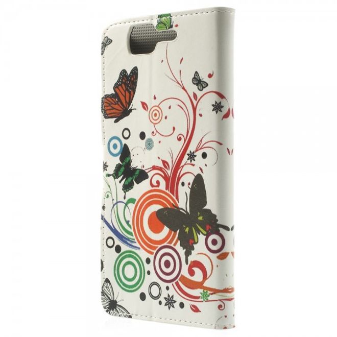 Wiko Highway Magnetisches Leder Case mit Schmetterlingen und Kreisen