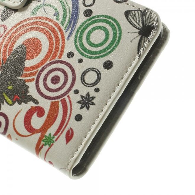 Wiko Highway Magnetisches Leder Case mit Schmetterlingen und Kreisen
