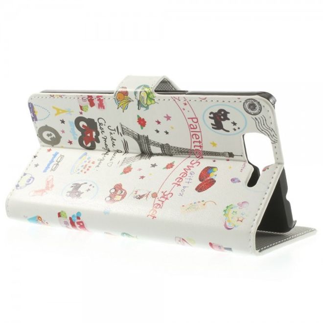 Wiko Highway Magnetisches Leder Case mit Eiffelturm und kleinen Sujets