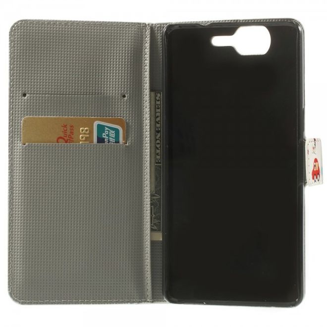Wiko Highway Magnetisches Leder Case mit Eiffelturm und kleinen Sujets