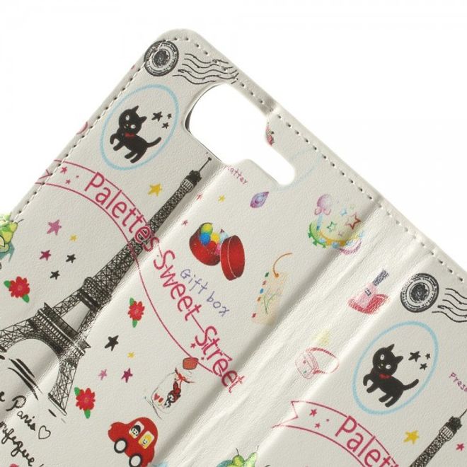 Wiko Highway Magnetisches Leder Case mit Eiffelturm und kleinen Sujets