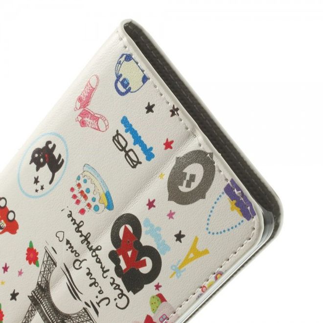 Wiko Highway Magnetisches Leder Case mit Eiffelturm und kleinen Sujets
