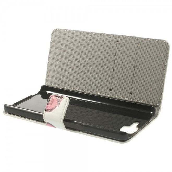Wiko Highway Magnetisches Leder Case mit verliebtem Eulenpärchen