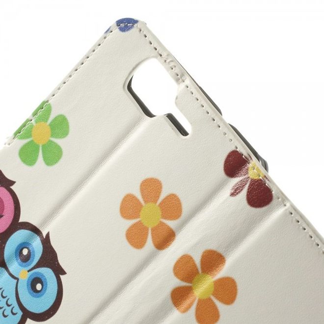 Wiko Highway Magnetisches Leder Case mit verliebtem Eulenpärchen