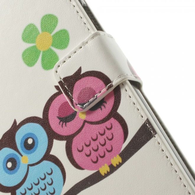 Wiko Highway Magnetisches Leder Case mit verliebtem Eulenpärchen