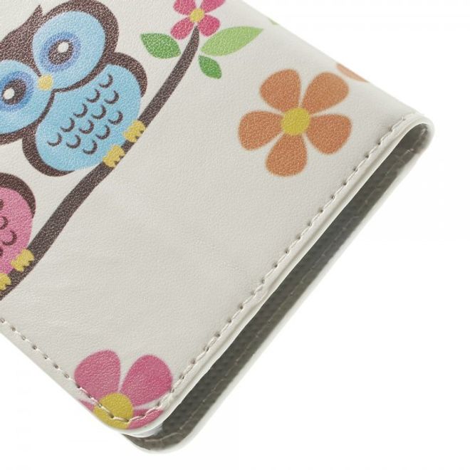 Wiko Highway Magnetisches Leder Case mit verliebtem Eulenpärchen
