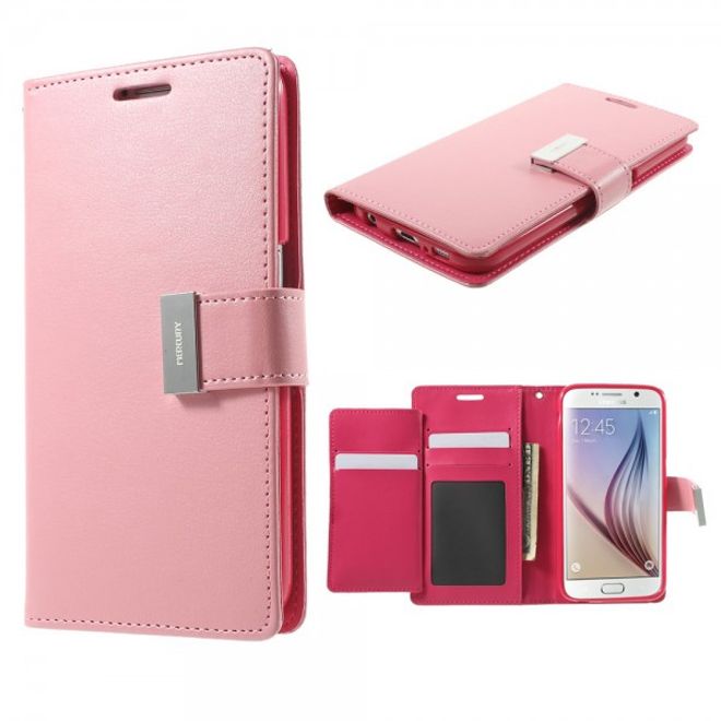 Goospery - Samsung Galaxy S6 Hülle - Handy Bookcover - Rich Diary Series - rosa