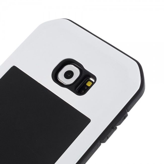 Samsung Galaxy S6 LOVE MEI Ultrarobustes Metall, Silikon und gehärtetes Glas Case - weiss