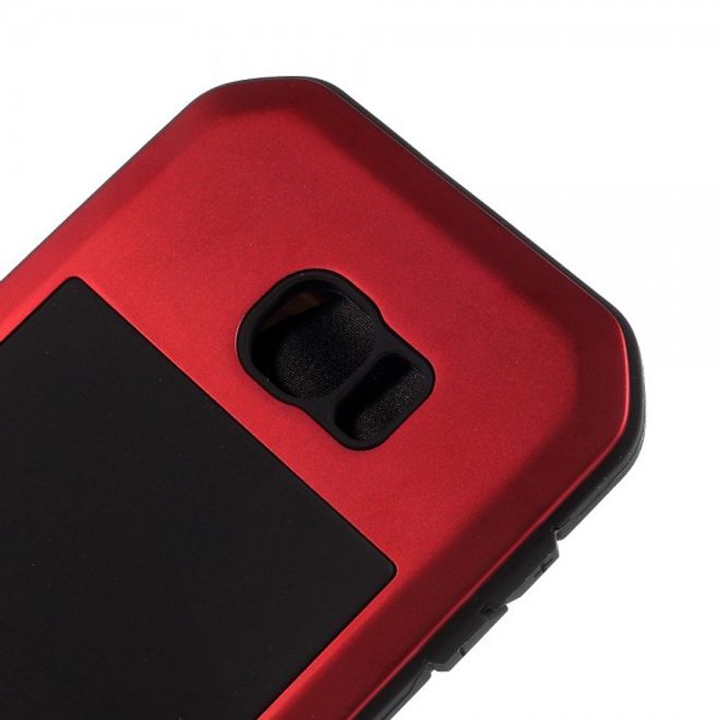 Samsung Galaxy S6 LOVE MEI Ultrarobustes Metall, Silikon und gehärtetes Glas Case - rot