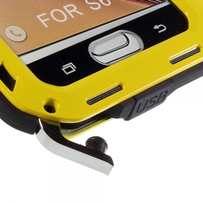 Samsung Galaxy S6 LOVE MEI Ultrarobustes Metall, Silikon und gehärtetes Glas Case - gelb