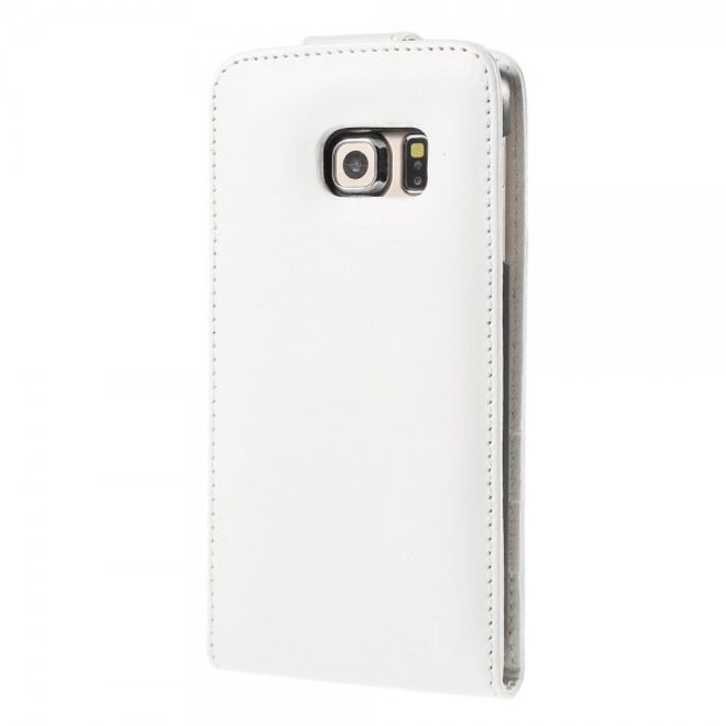 Galaxy S6 Edge Schlichtes Leder Flip Case vertikal - weiss